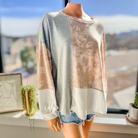 Gilli Colorblock Lightweight Long Sleeve Relaxed Fit Top/Sweatshirt-Women’s S/M - Picture 3 of 10